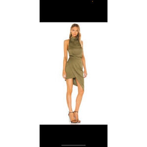 NWOT Elliott Camo Asymmetric Satin Cocktail Dress Elliatt XS b36.5